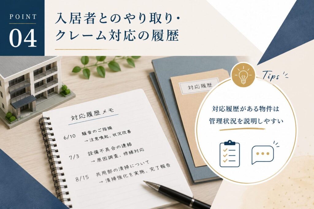 ④入居者とのやり取り・クレーム対応の履歴