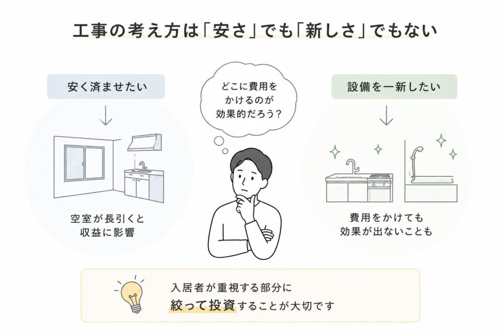 「低コスト修繕」「最新設備の導入」が正解ではない