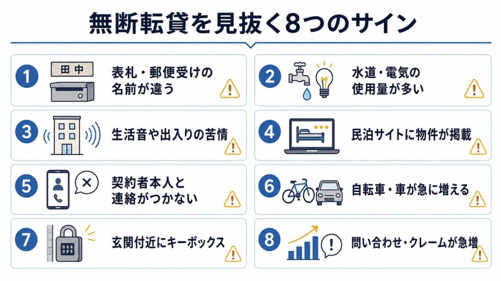 無断転貸を見抜く8つのサイン